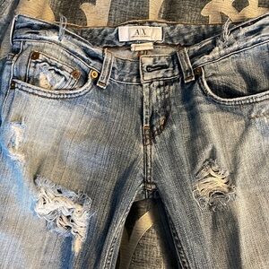 Armani Exchange Blue Flare Wide Leg Jeans